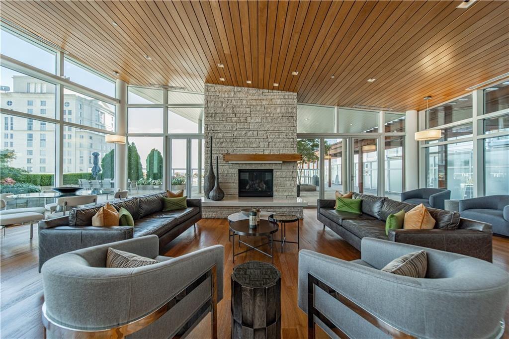 10 Terminus Place Resident Lounge with fireplace and city views